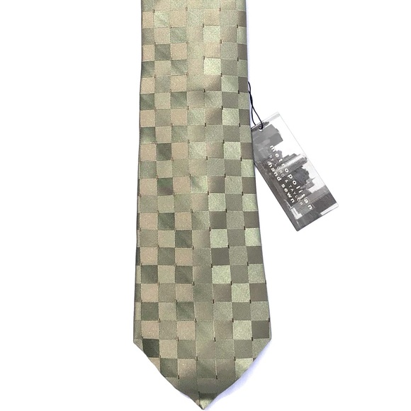 Lord & Taylor Metropolitan Men’s Tie Sage Green Pattern with Gift Box - Picture 2 of 6
